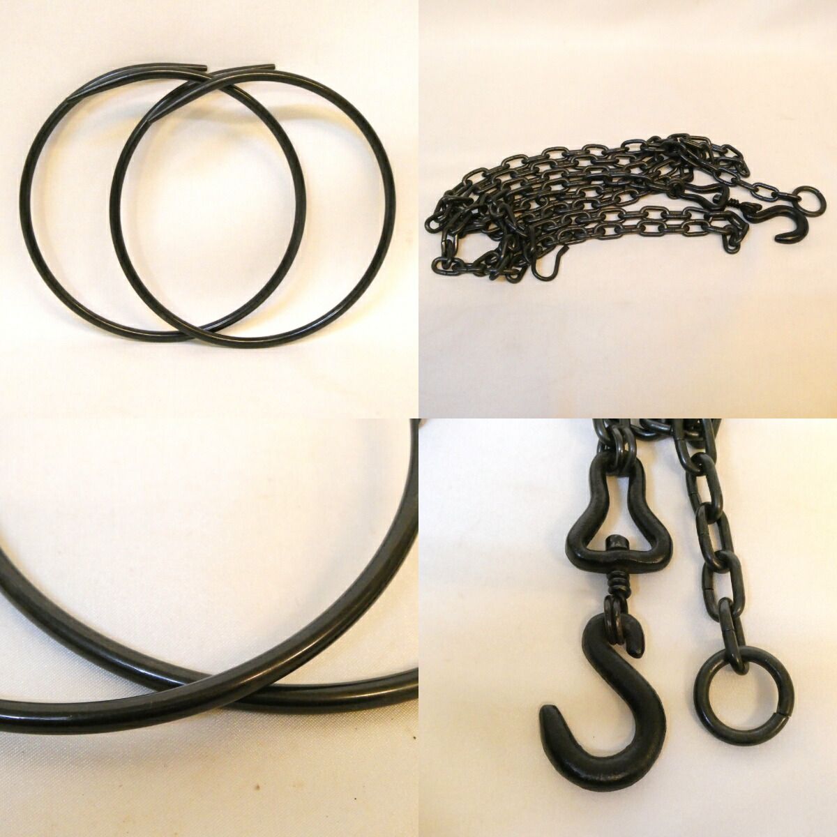 木村清五郎作 釣釜道具 弦 釜鐶 釜鎖セット 吊釜 裏千家 茶道具【中古