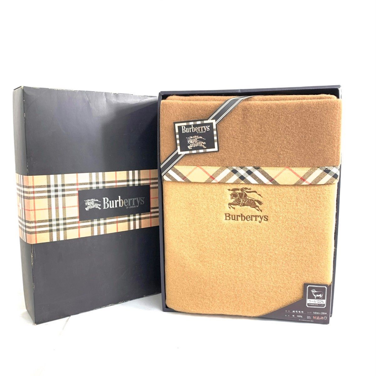 Burberry's バーバリーズ 純毛毛布 140×200 ホースロゴ刺繡/ノバ