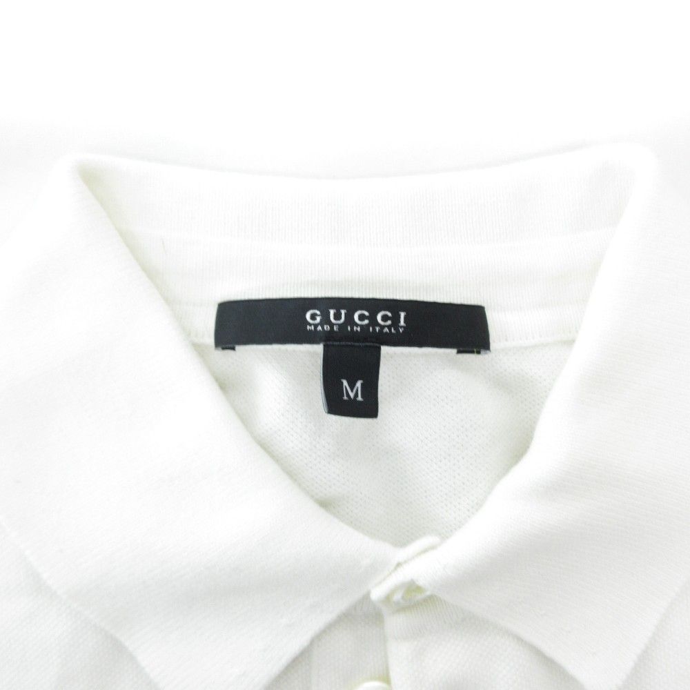 グッチ GUCCI 211749 X3487 ポロシャツ 半袖 鹿の子 薔薇刺繍 ロゴ M