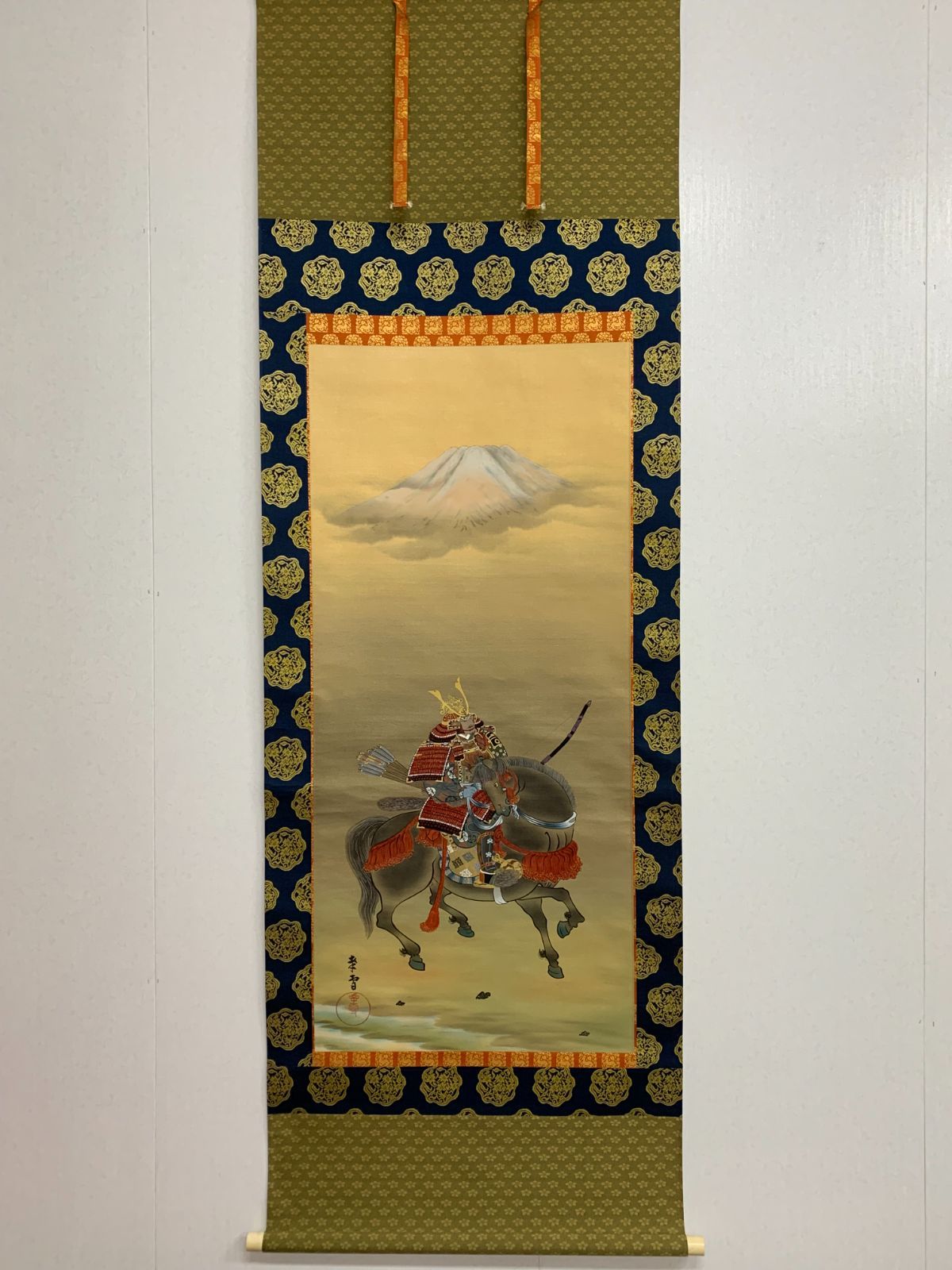 掛け軸】303 国井幸雪「富士武者図」山下松麓師事 岐阜の人 #茶掛
