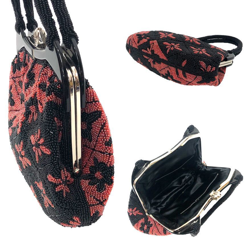 京やO265 和装バッグ 和洋兼用 ビーズバッグ ビーズ刺繍 高級着物