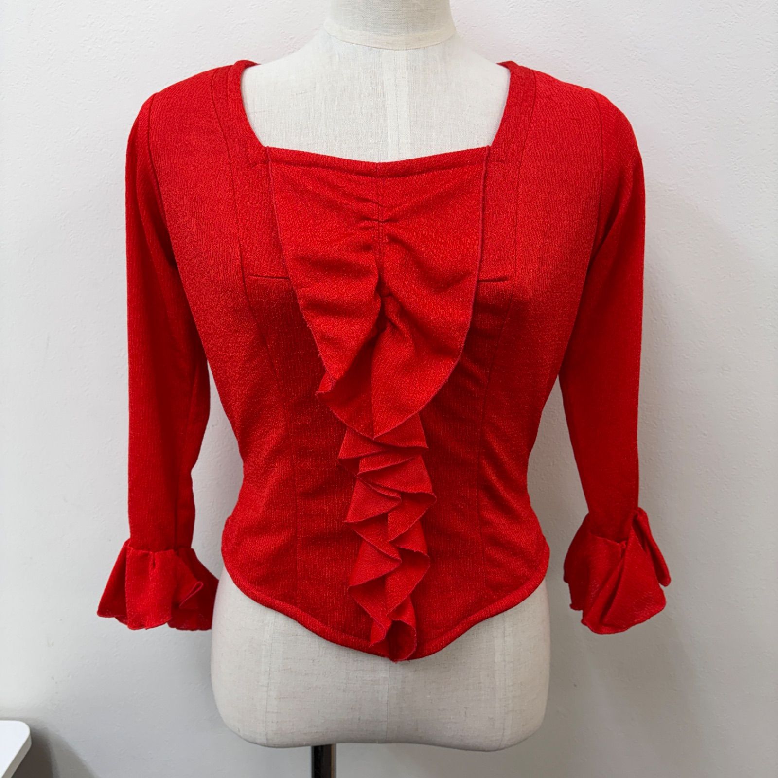 フラメンコ衣装 トップス ブラウス 赤 無地 フレア袖 - メルカリ