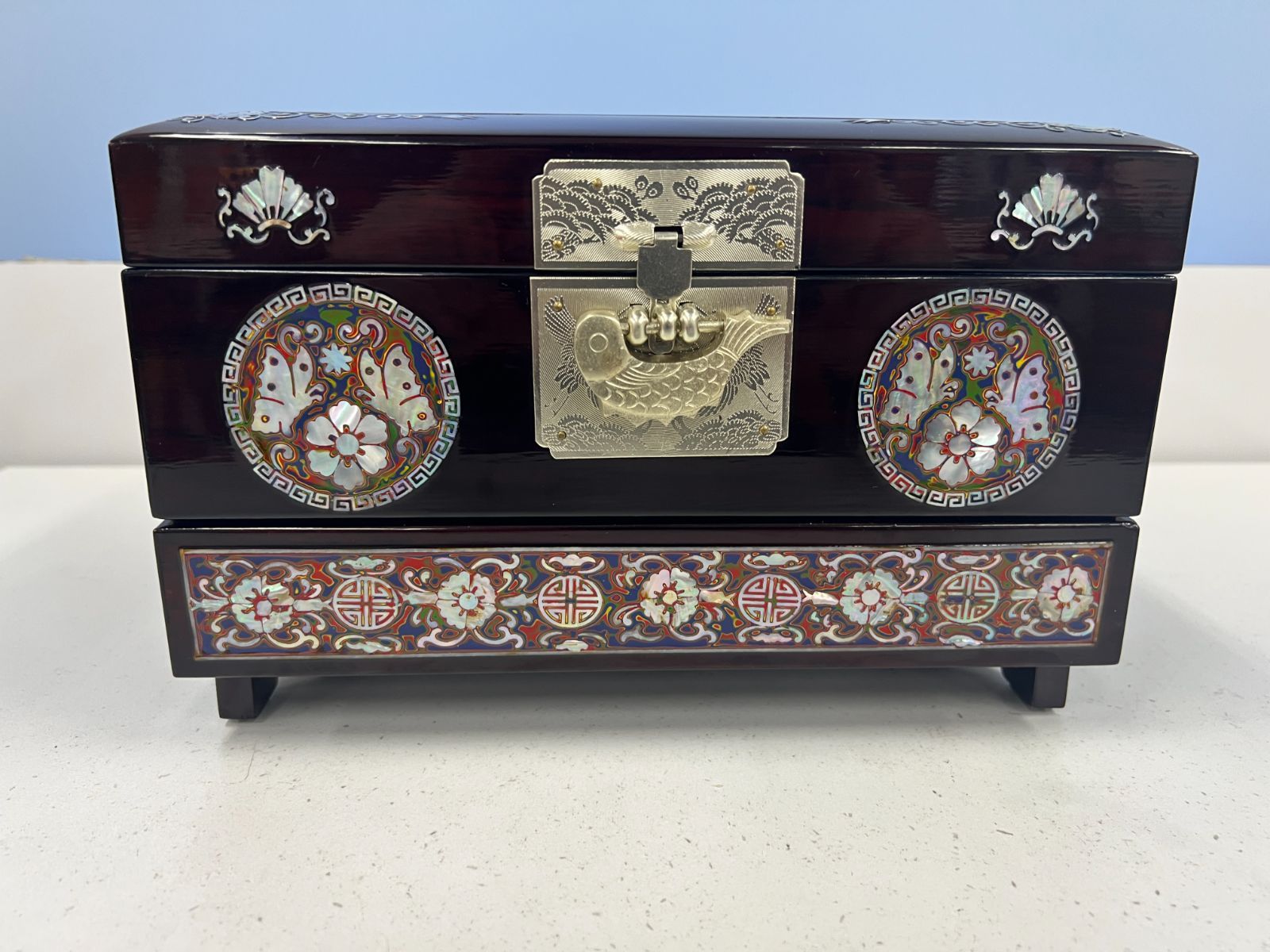 韓国螺鈿細工 ジュエリーボックス アクセサリーボックス 鍵付き - メルカリ