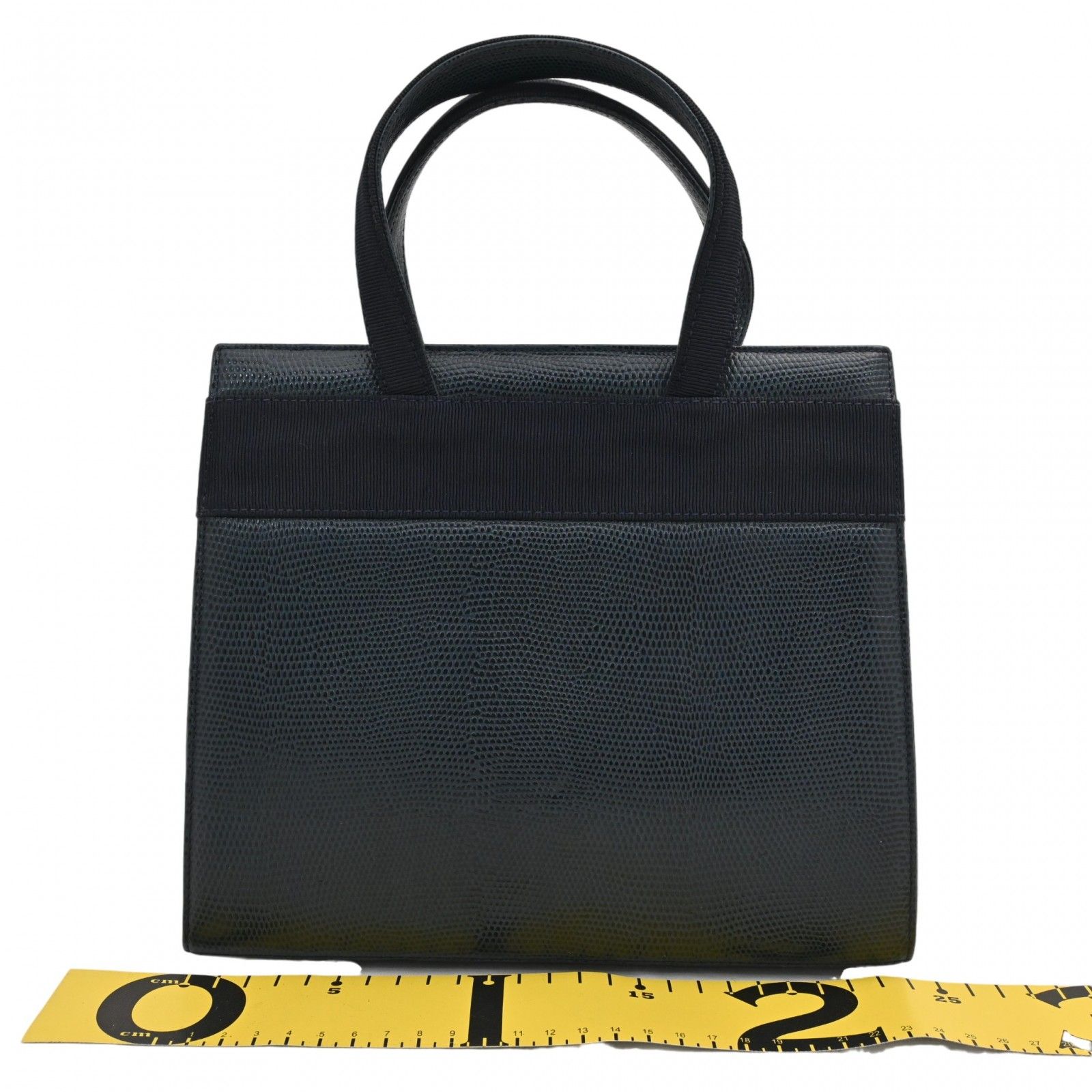 フェラガモ ヴァラ リボン ハンドバッグ ネイビー ゴールド金具 B