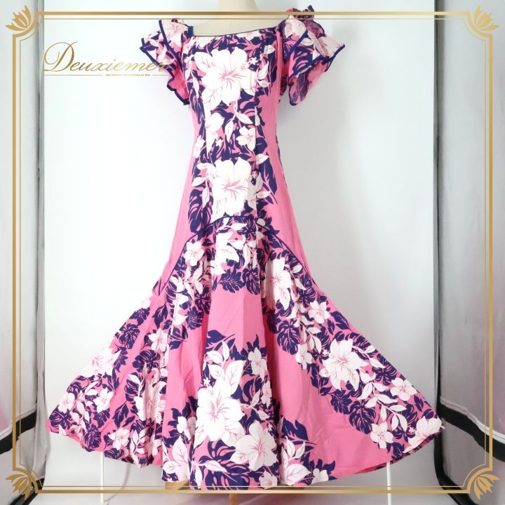 フラダンス 衣装 ワンピース ドレス ピンク系 CC Fashions ハワイ製