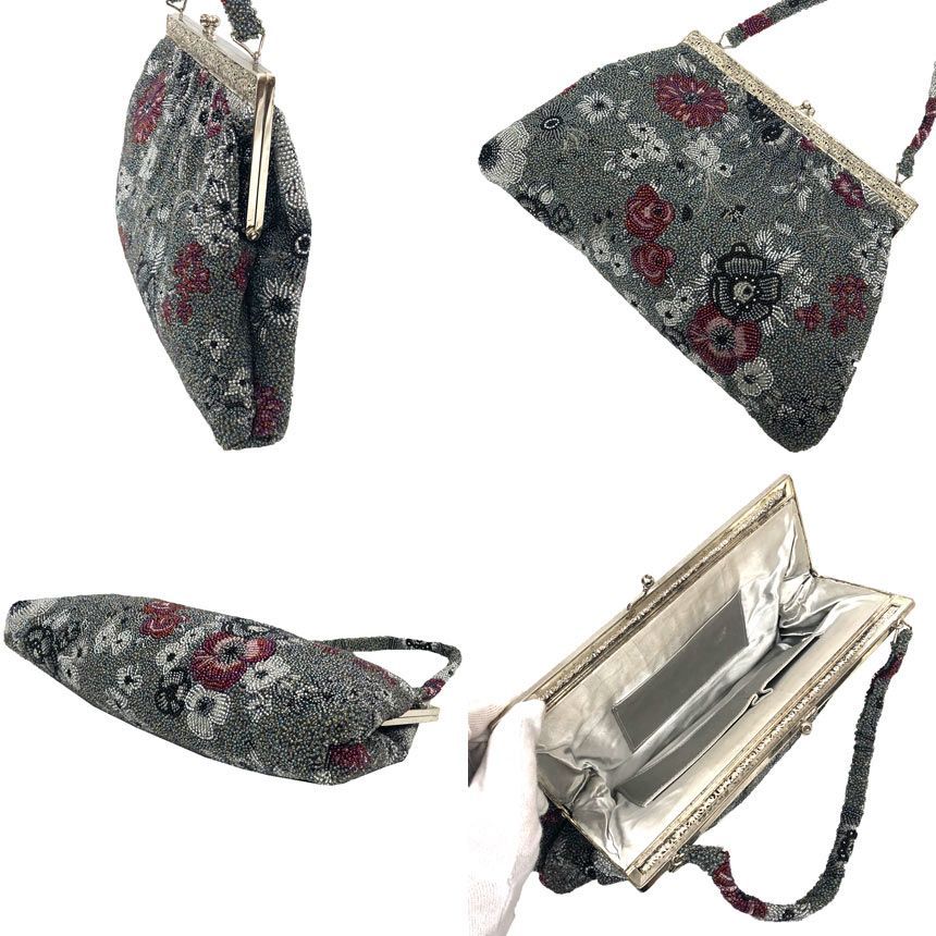 京やO266 和装バッグ 和洋兼用 ビーズバッグ ビーズ刺繍 高級着物