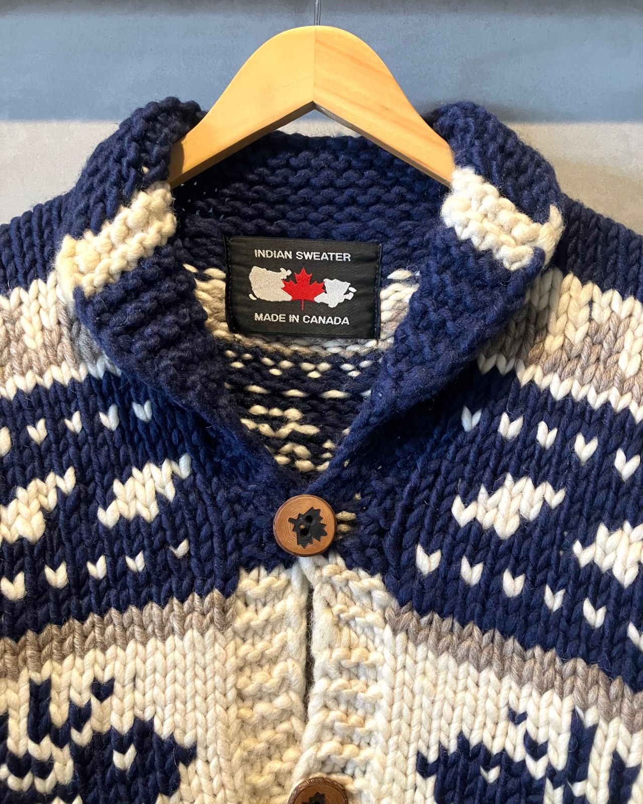 カナダ製　カウチンセーター　カーディガン　INDIAN SWEATER INDIAN SWEATER-Cowichan Jacket-Made in CANADA カウチンセーター