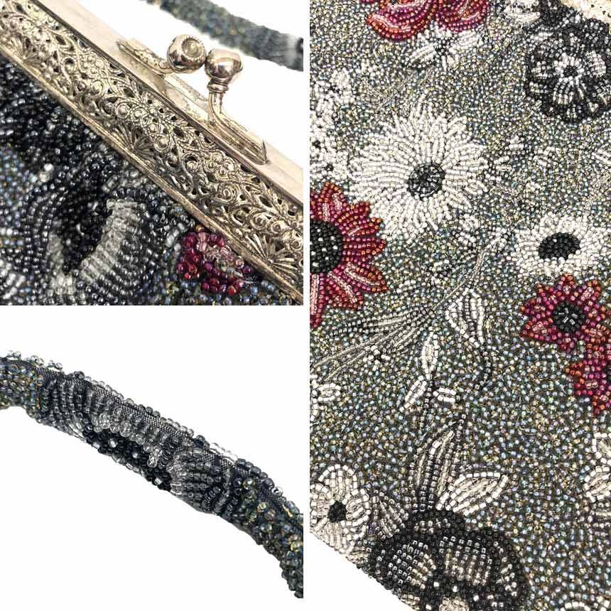 京やO266 和装バッグ 和洋兼用 ビーズバッグ ビーズ刺繍 高級着物