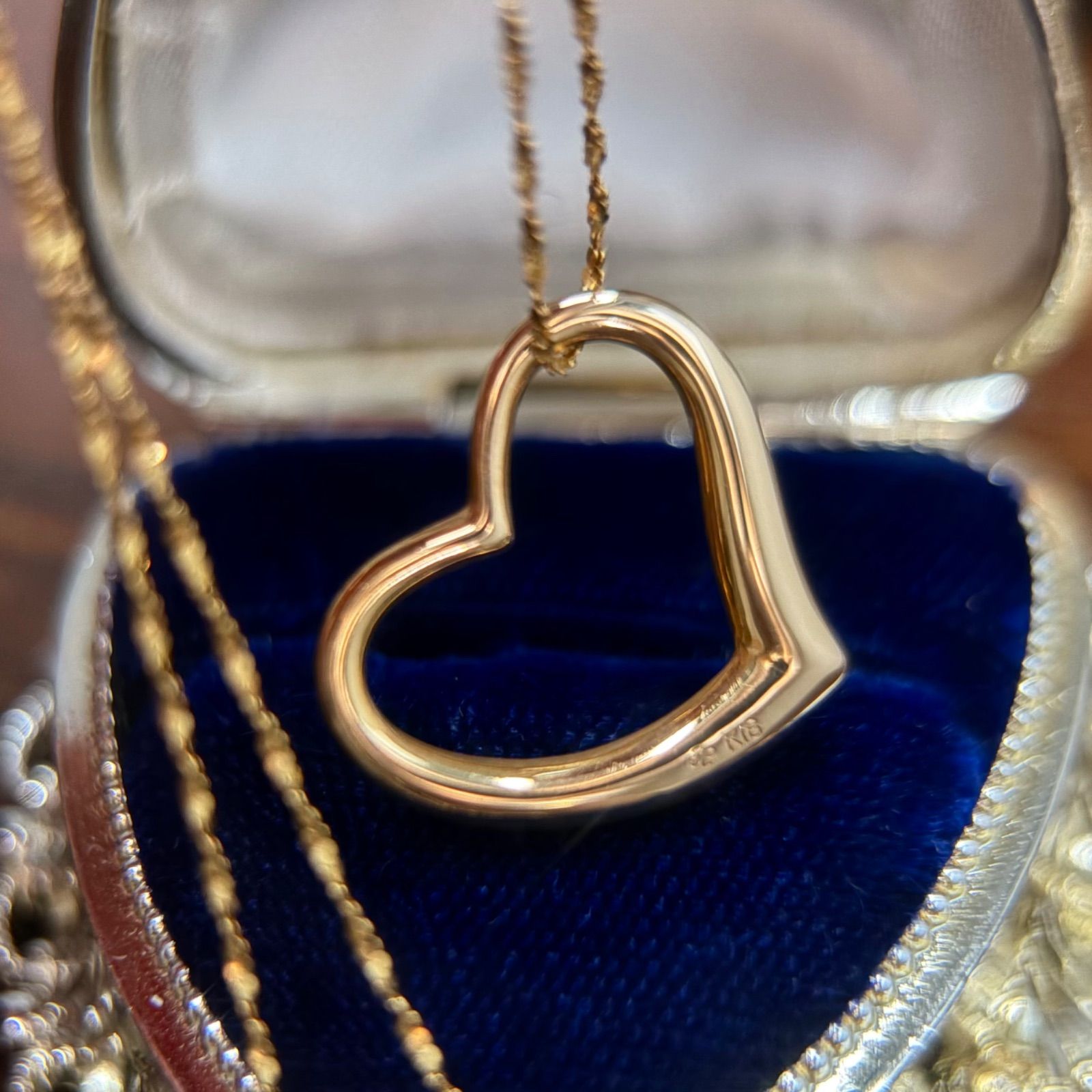 ジュエリーマキ 】K18 オープンハート ゴールド ネックレス 39cm 1.6g