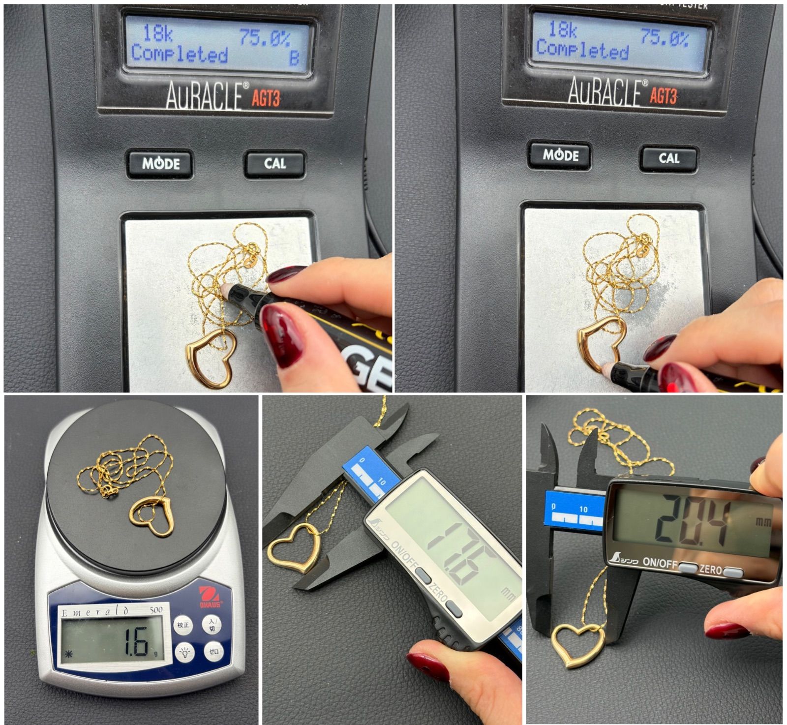 ジュエリーマキ 】K18 オープンハート ゴールド ネックレス 39cm 1.6g