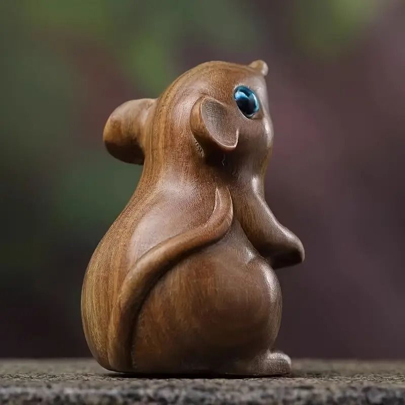 鼠 ネズミ 招財 置物 オブジェ 干支 干支飾り 木製 幸運 長寿 縁起物