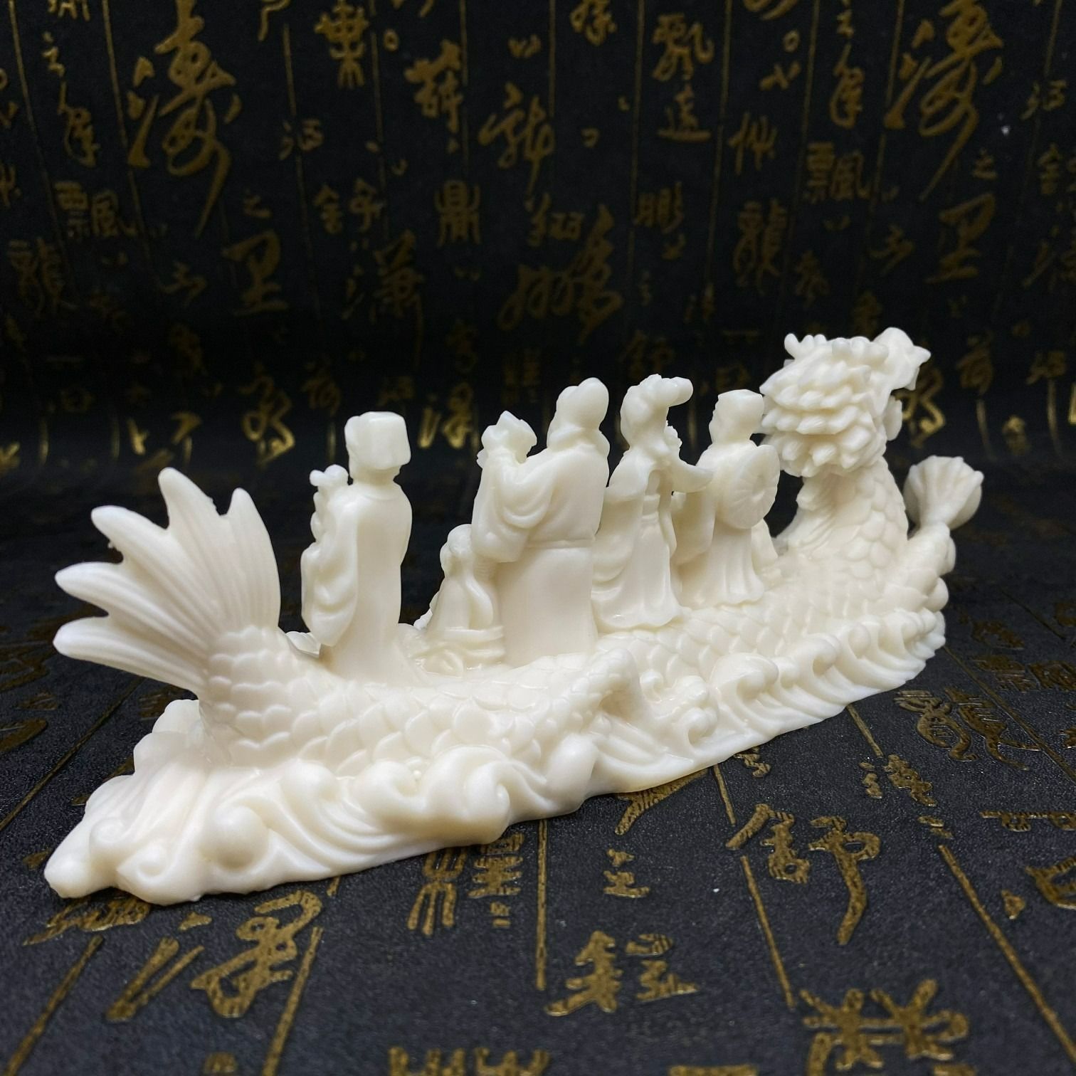 ぞうげ風，中国，置物，天然材質，八仙， 置物 オブジェ 象牙果 ホワイト 八仙 ドラゴン 運 金運 運気 風水 開運