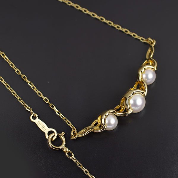 ミキモト K18YG アコヤ真珠 ペンダントネックレス 径約4.7-5.8mm