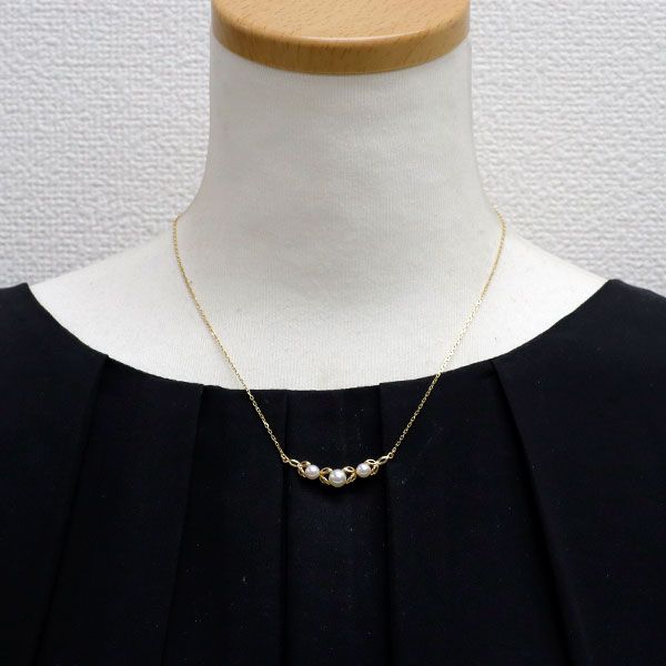ミキモト K18YG アコヤ真珠 ペンダントネックレス 径約4.7-5.8mm