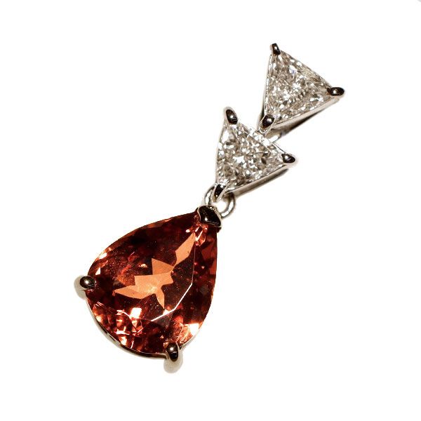 K18WG/ PG カラーチェンジガーネット トリリアントカットダイヤ