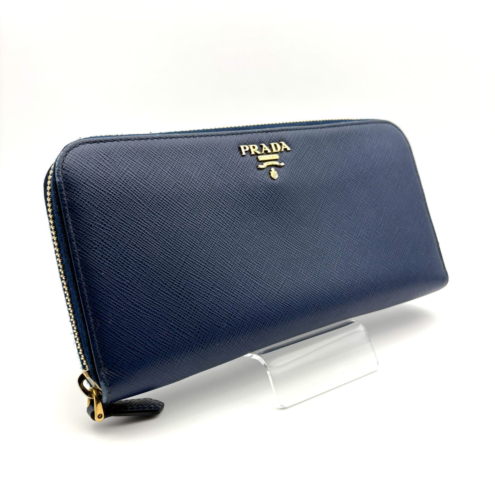 【極美品】プラダ 長財布 サフィアーノ ラウンドジップ ネイビー 1ML506 箱付／美品 】PRADA プラダ ラウンドジップ 長財布 1ML506