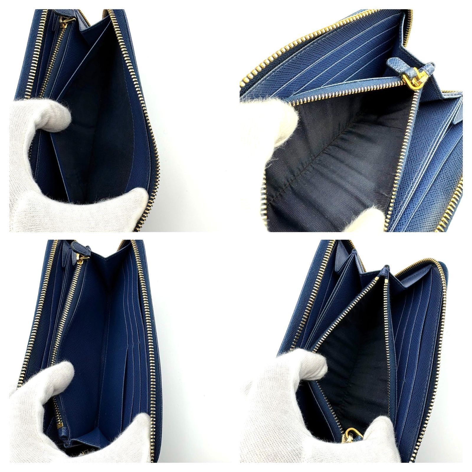 【極美品】プラダ 長財布 サフィアーノ ラウンドジップ ネイビー 1ML506 箱付／美品 】PRADA プラダ ラウンドジップ 長財布 1ML506