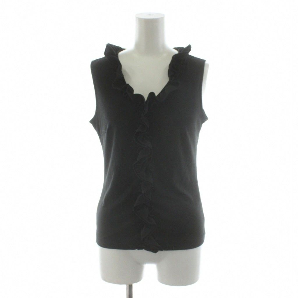 エムプルミエ M-Premier カットソー ノースリーブ フリル 38 黒