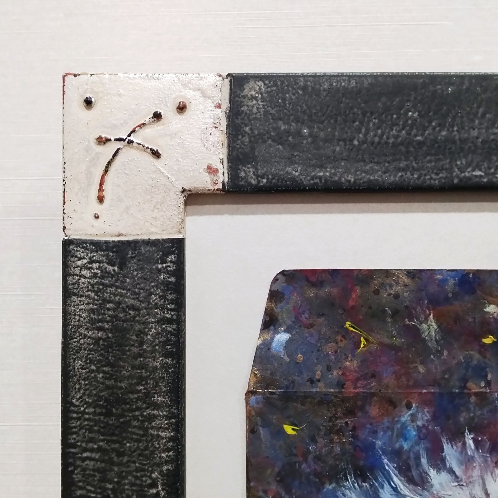 内野隆文 花 古い封筒にアクリル絵具 絵画 現代アート 美術作品 額縁