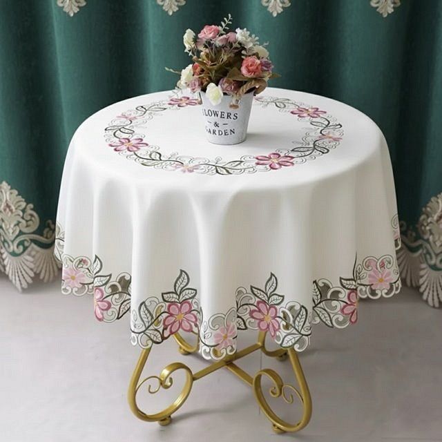 刺繍テーブルクロス 大形 円形 180cm 上品でお洒落、新入荷 #128