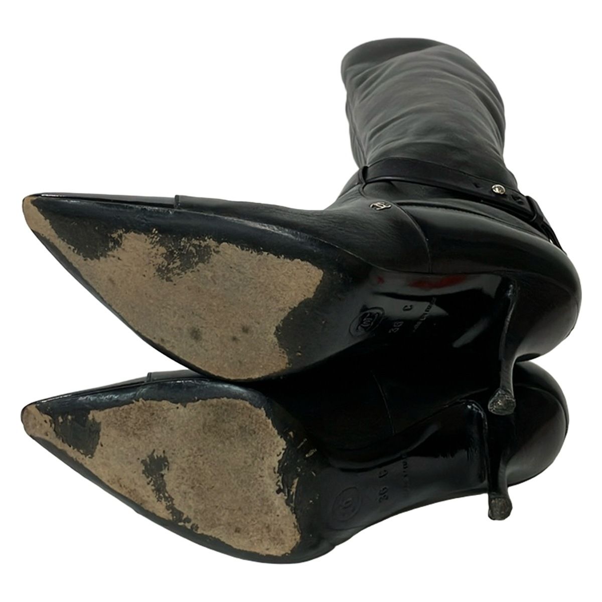 CHANEL(シャネル) ロングブーツ 36 C レディース - 黒 レザー