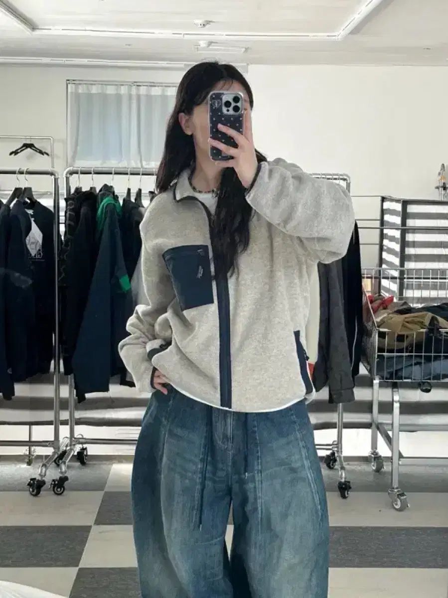 オートミール|ネイビー ジップアップ