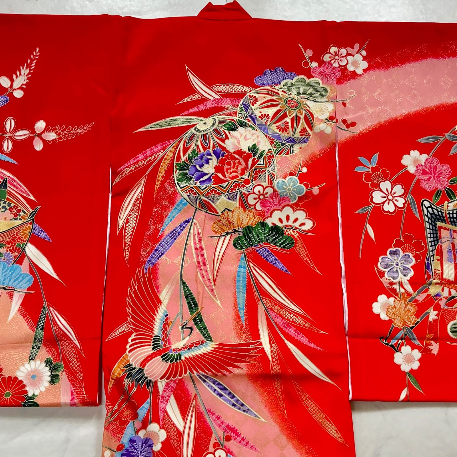 七五三 女の子 着物　宮参り ◇kimono+one◇未使用同然◇産着◇お宮参り◇長襦袢付き◇仕付け糸付き