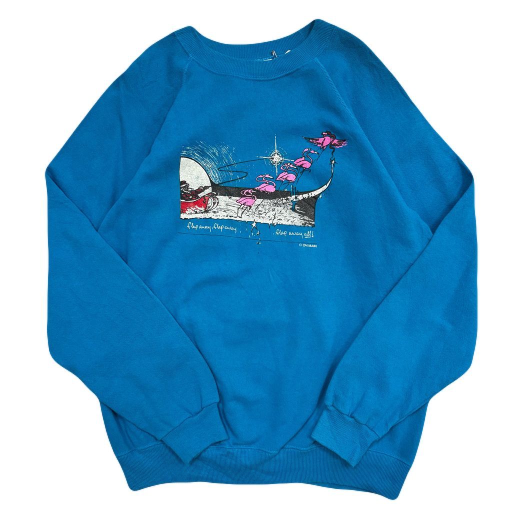 USA製 80s Hanes ヘインズ フラミンゴ イラスト アート ラグラン