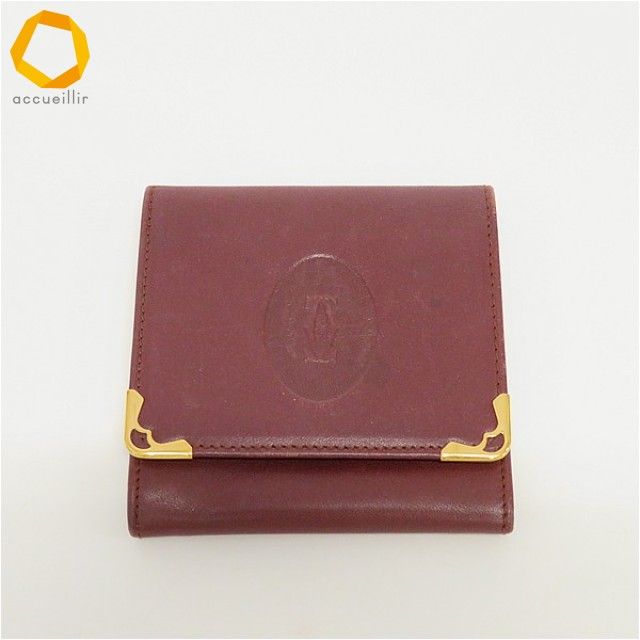 カルティエ Cartier レザー マストライン コインケース ボルドー系