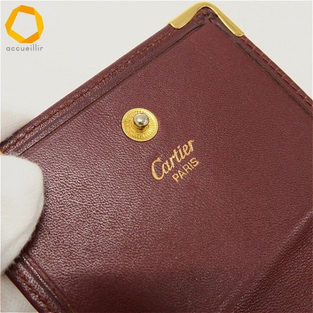 カルティエ Cartier レザー マストライン コインケース ボルドー系