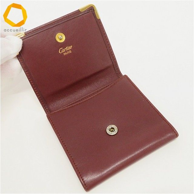 カルティエ Cartier レザー マストライン コインケース ボルドー系