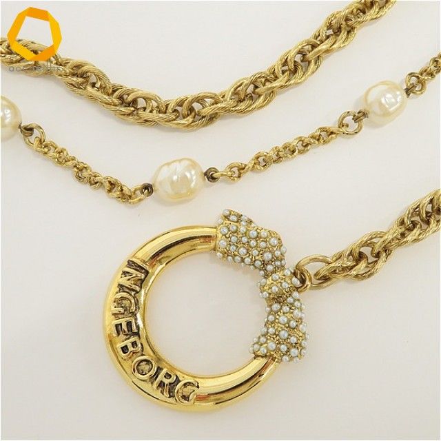 インゲボルグ INGEBORG チェーンベルト パール ロゴ レディース