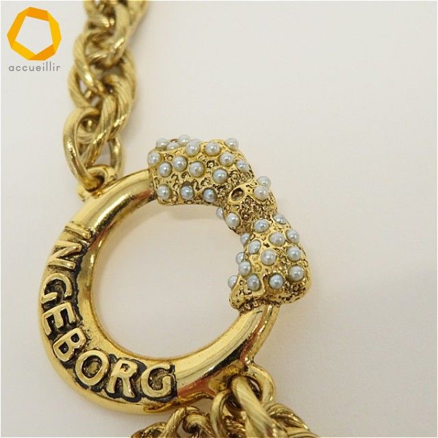 インゲボルグ INGEBORG チェーンベルト パール ロゴ レディース