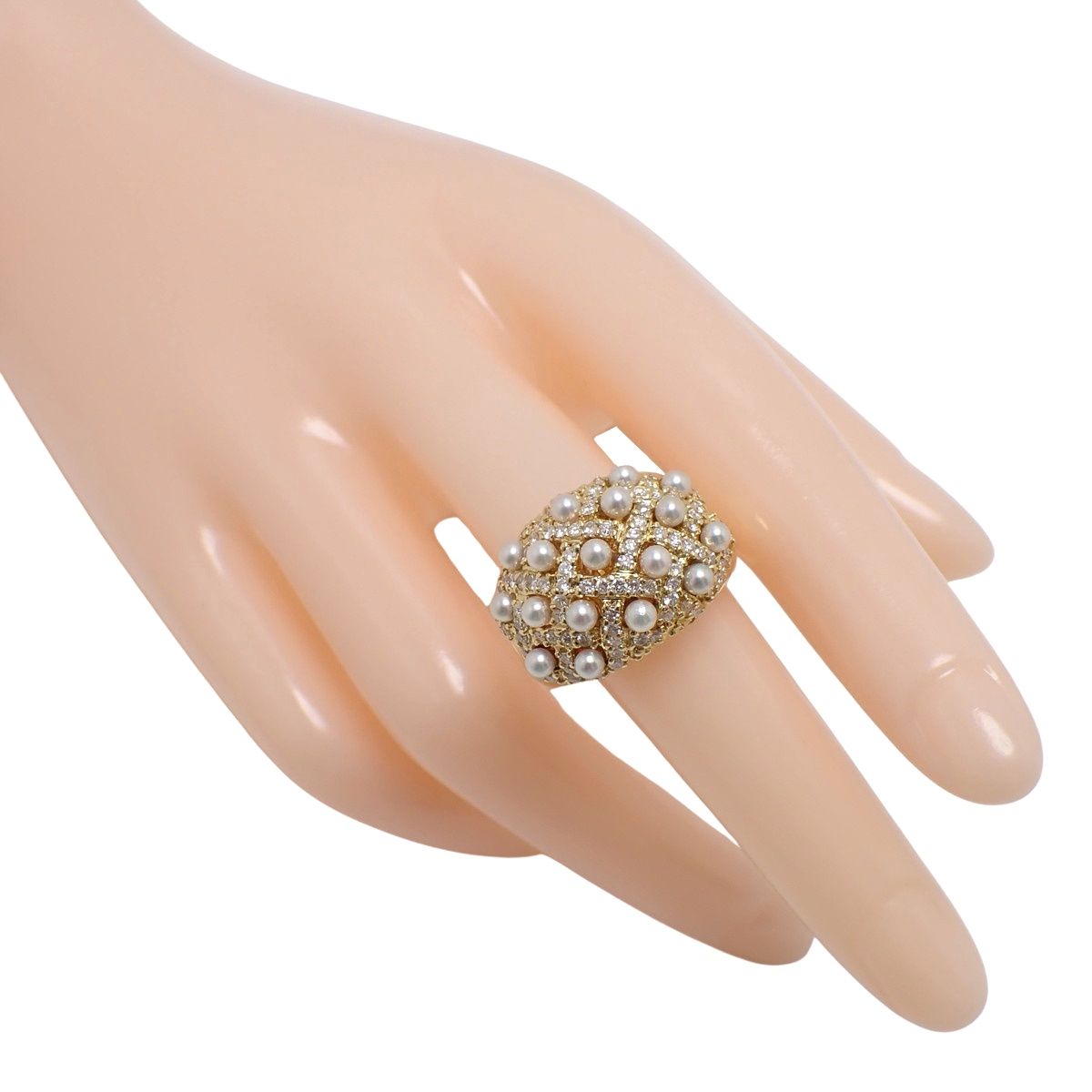 D0.93 ダイヤモンド パール リング イエローゴールド K18YG 13.3g 指輪