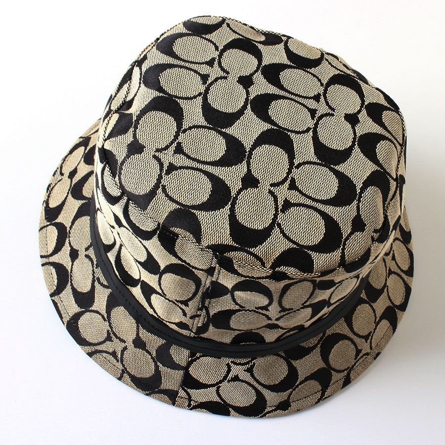 OA26006 美品 COACH コーチ シグネチャー 帽子 バケット ハット グレー