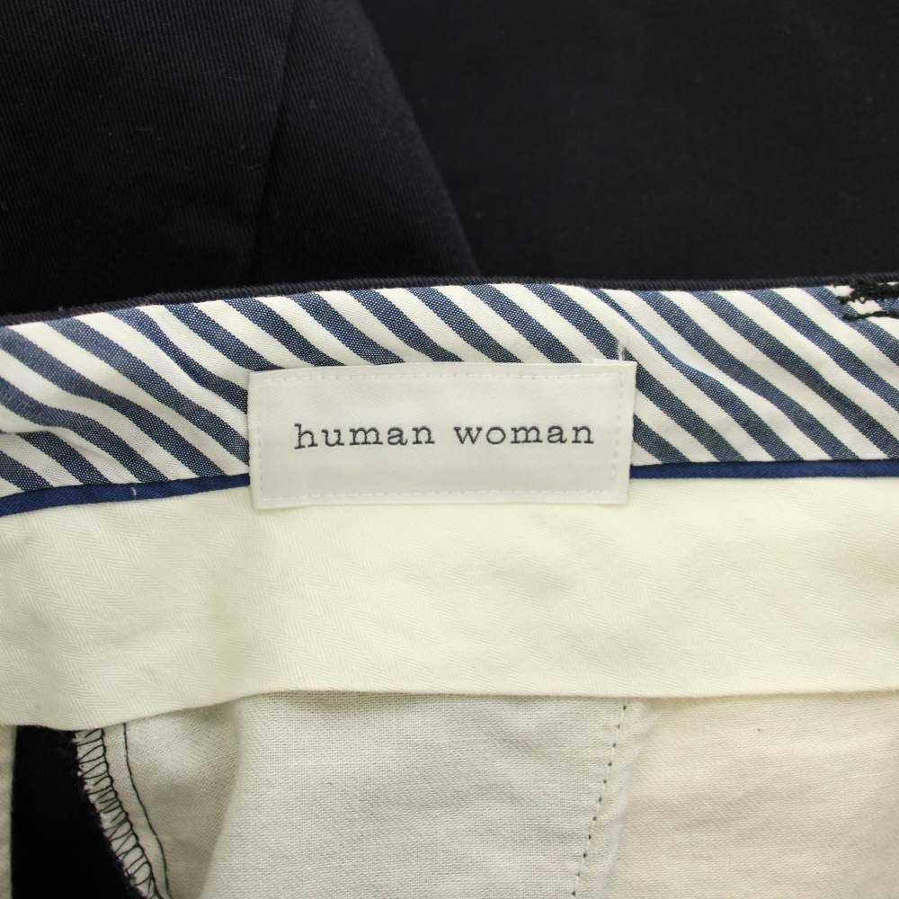 ヒューマンウーマン HUMAN WOMAN 甘撚コットンチノパンツ ワイドパンツ