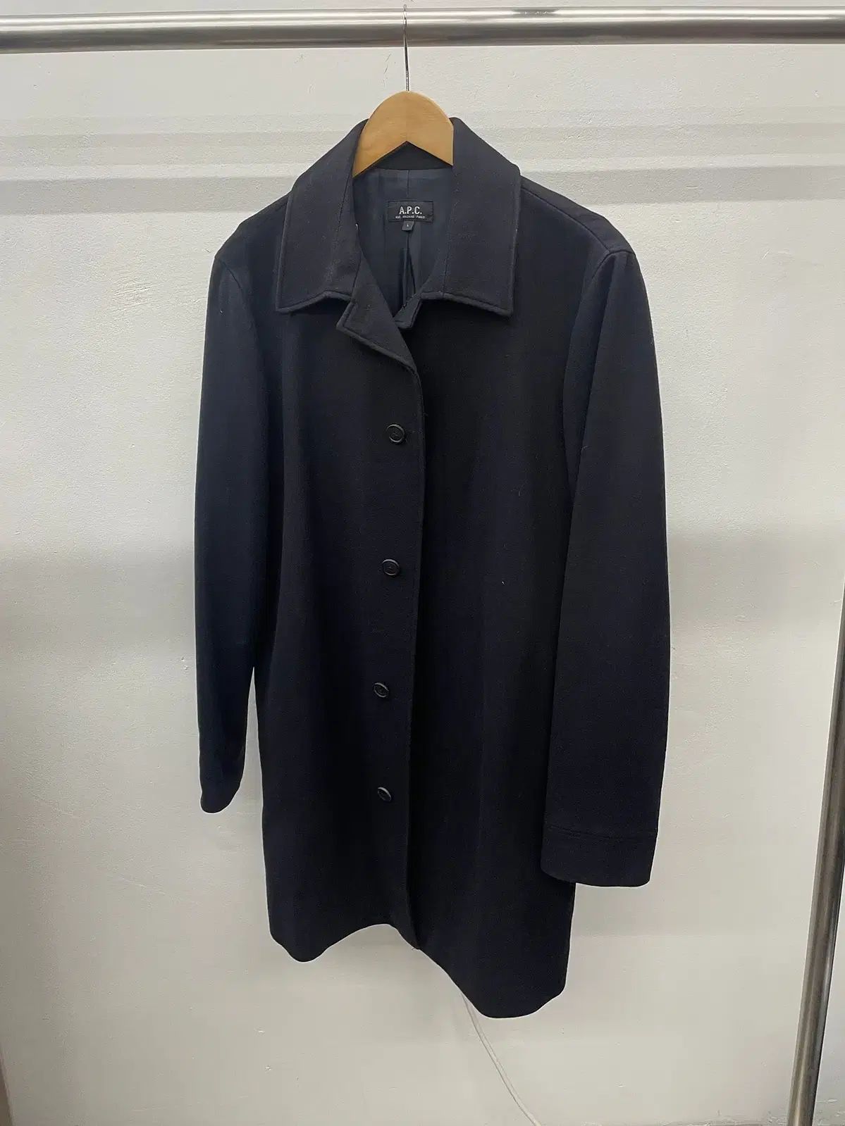 メンズ A.P.C. チェスターコート S フランス製 ウール100% ブラック
