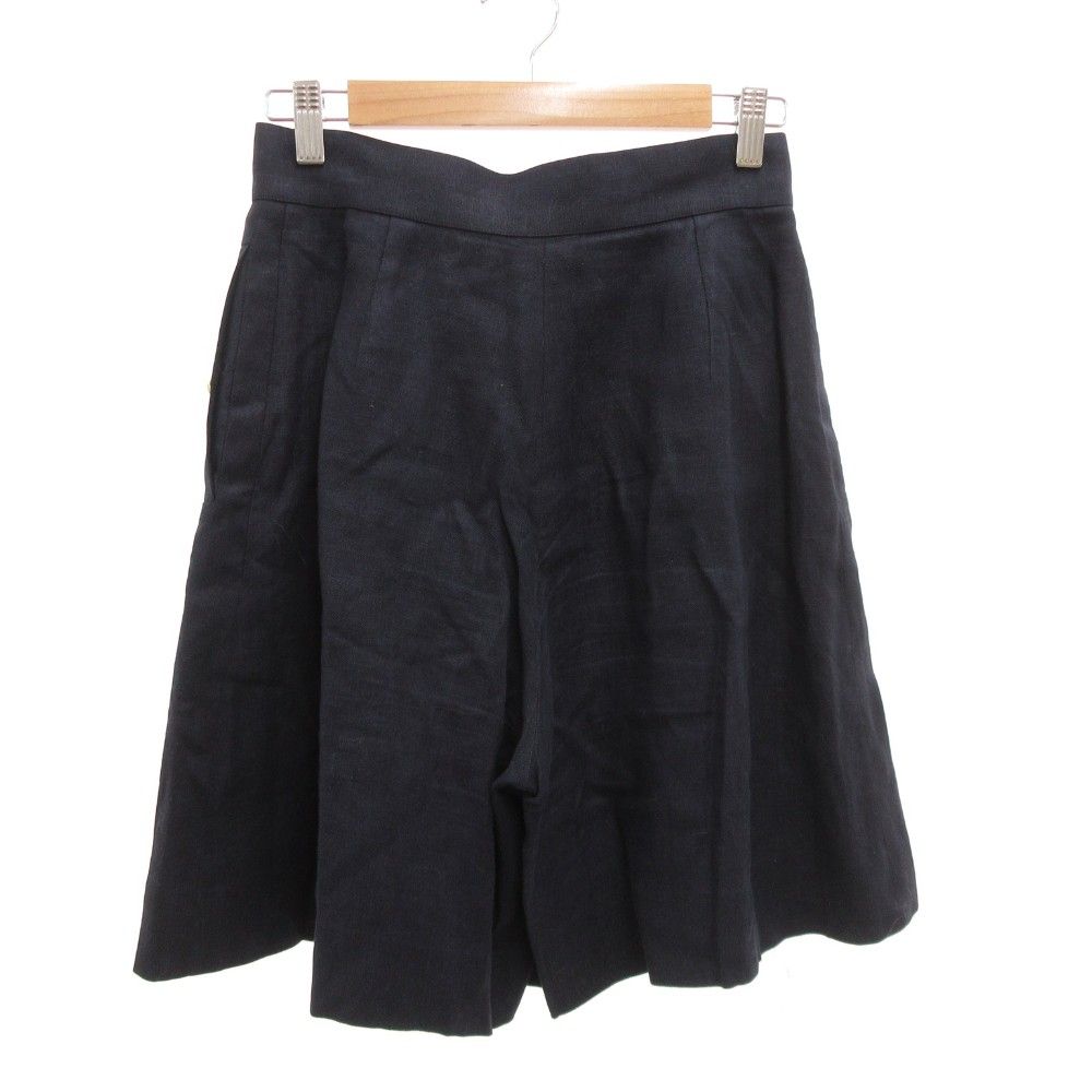 シャネル CHANEL ヴィンテージ キュロット ショートパンツ タック 麻