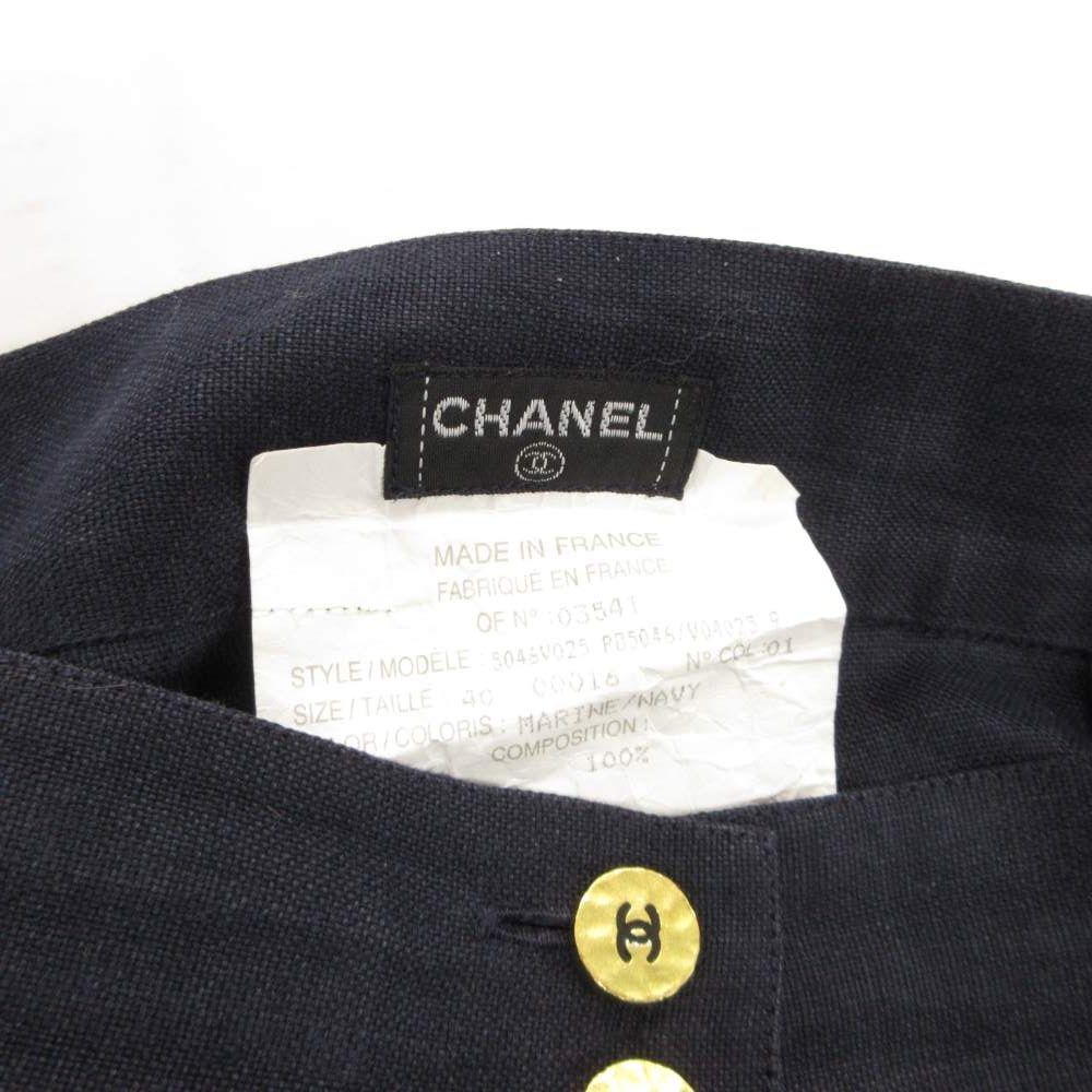 シャネル CHANEL ヴィンテージ キュロット ショートパンツ タック 麻