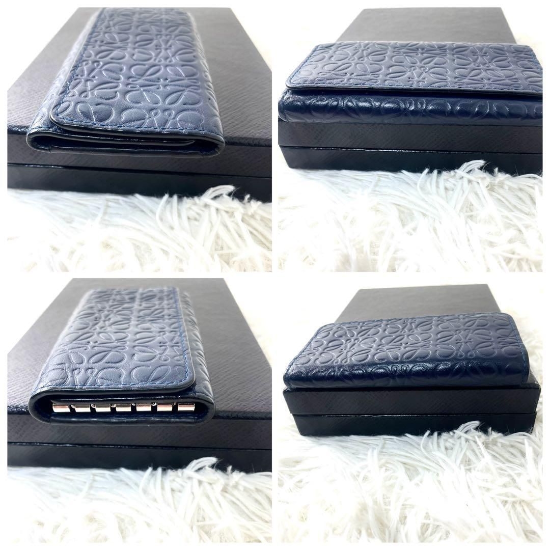 ロエベ LOEWE キーケース アナグラム 総柄 ネイビー レディース メンズ