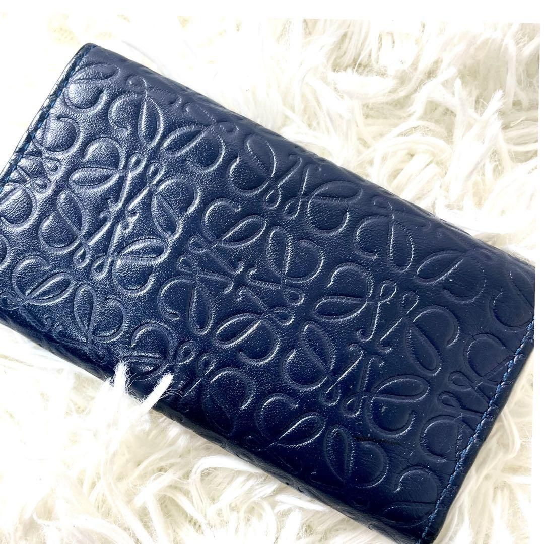 ロエベ LOEWE キーケース アナグラム 総柄 ネイビー レディース メンズ
