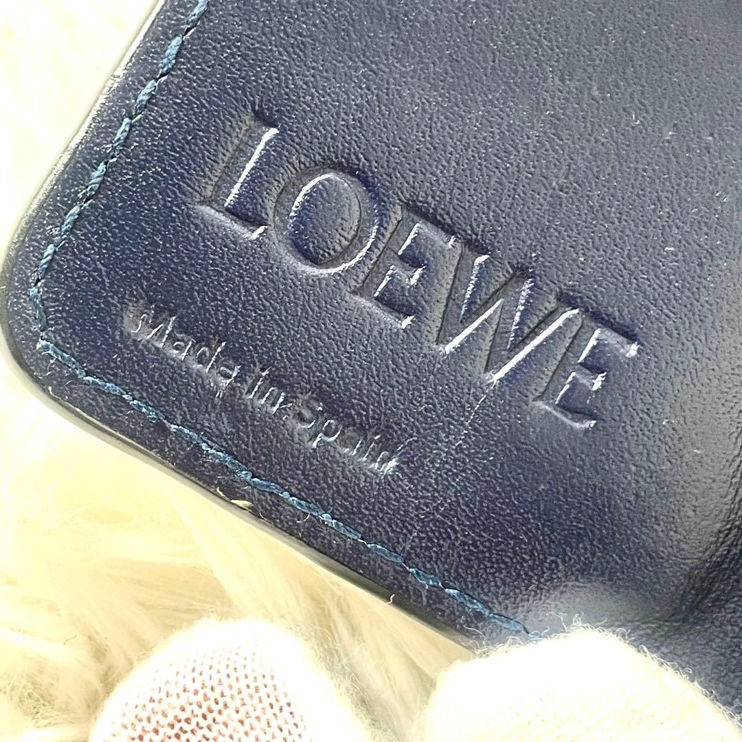 ロエベ LOEWE キーケース アナグラム 総柄 ネイビー レディース メンズ