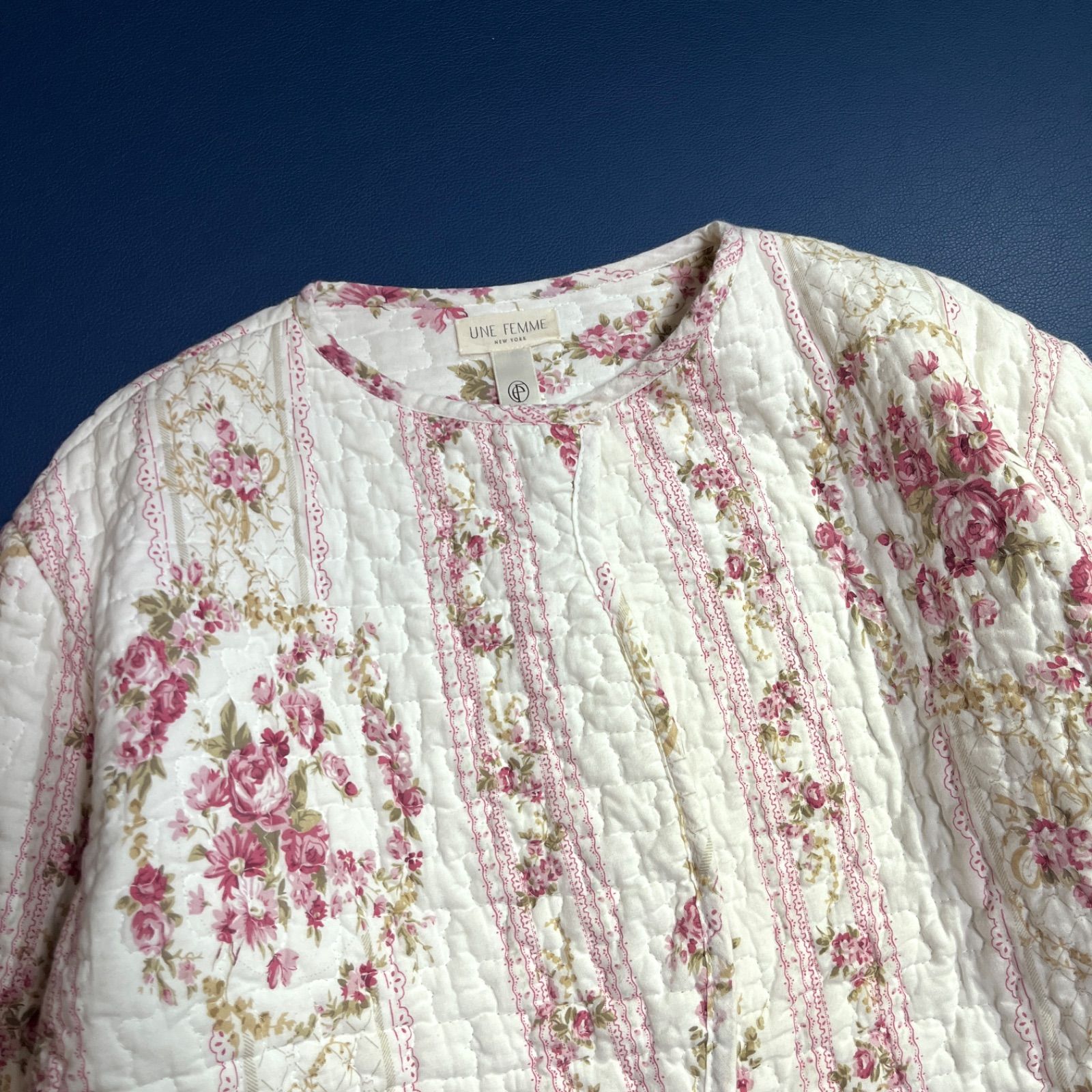 cY78 UNE FEMME New York 定12万 花柄 バラ キルティング ビンテージ
