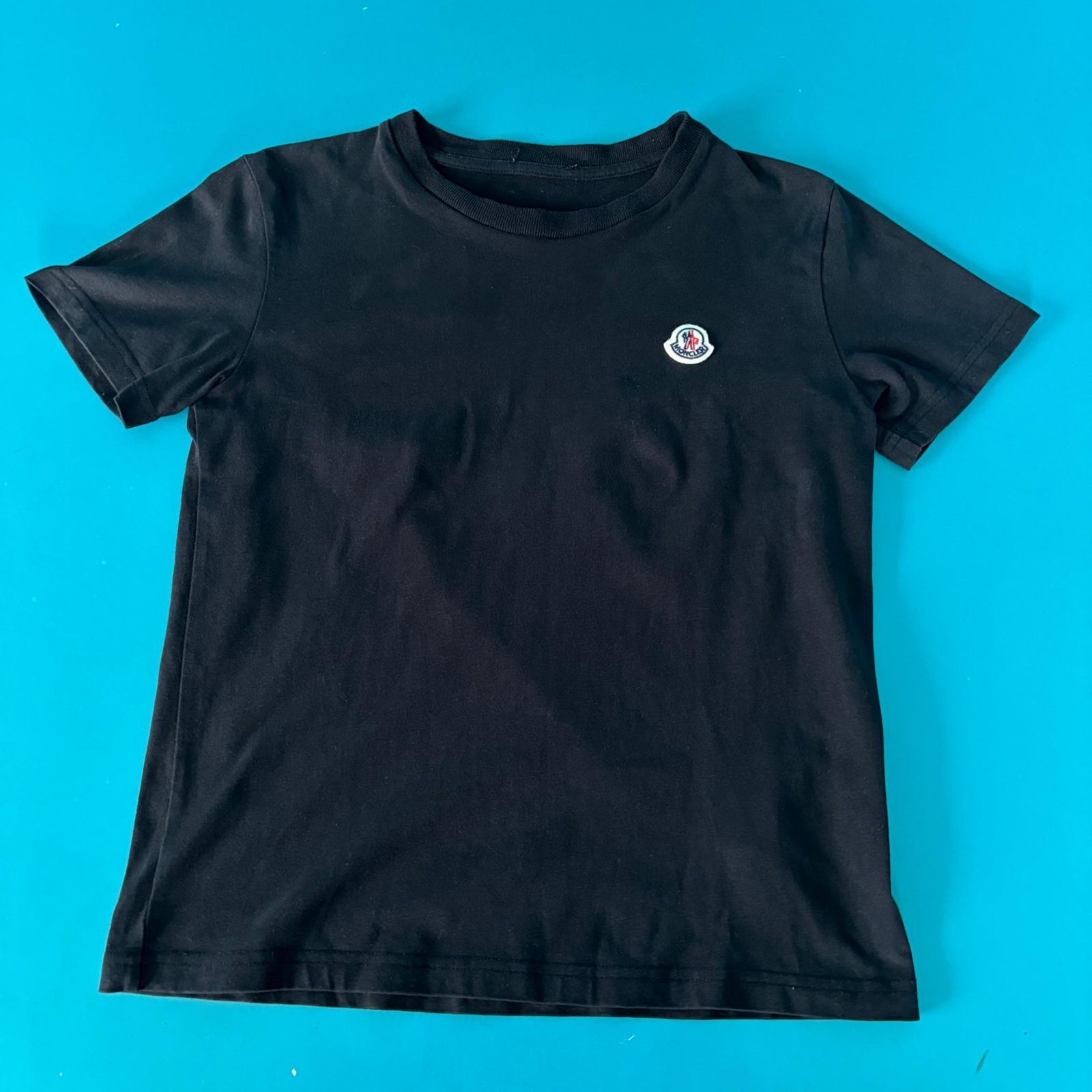 1167 MONCLER モンクレール キッズ140 黒 Tシャツ ロゴワッペン