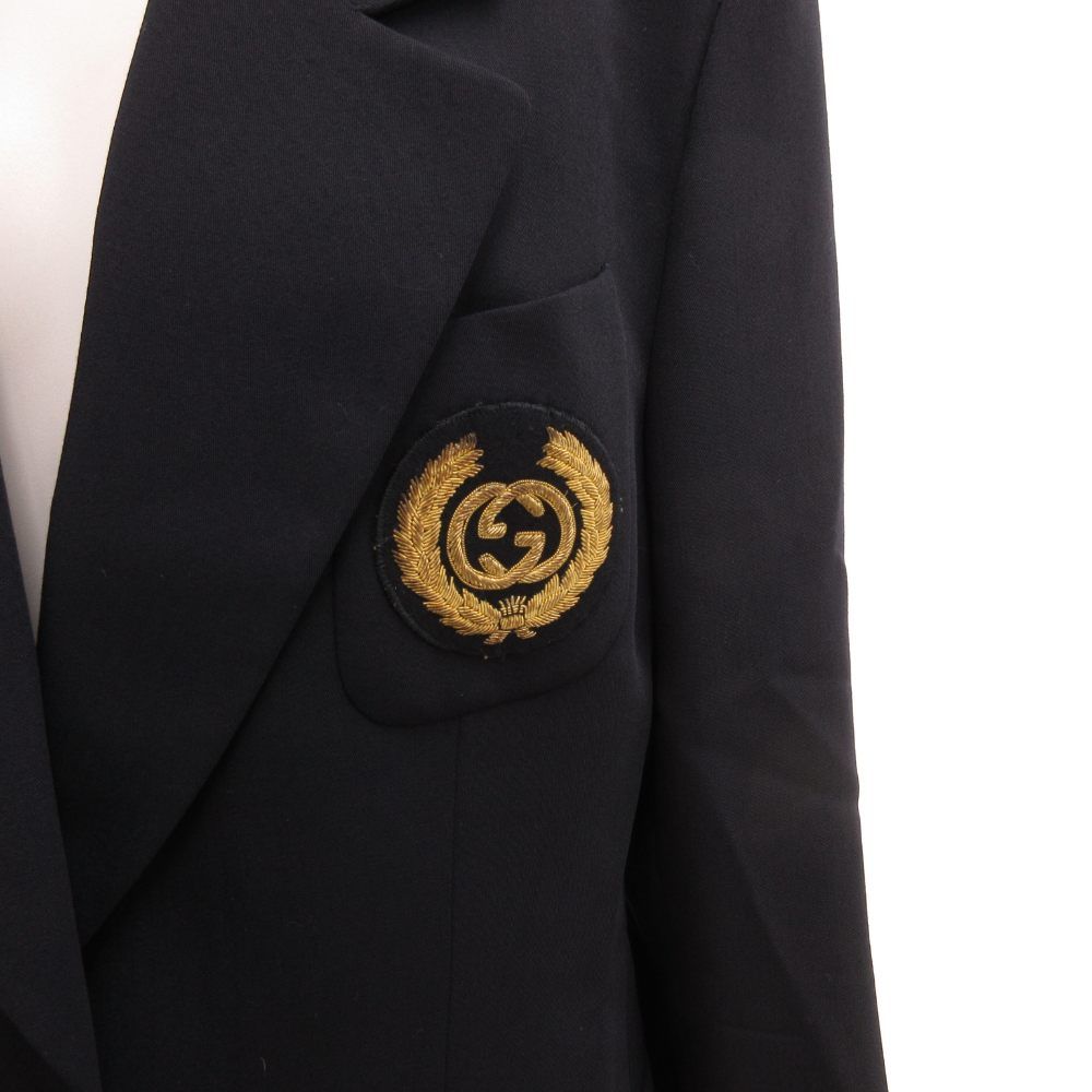グッチ 金ボタン ワッペン テーラードジャケット 紺ブレ インターロッキング グッチ GUCCI トムフォード期 紺ブレ テーラードジャケット ブレザー