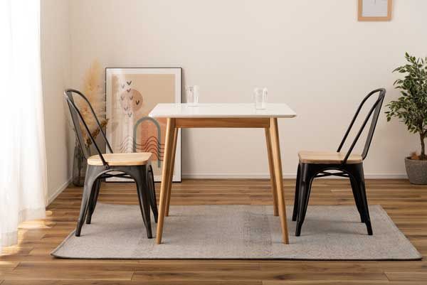 天然木（アッシュ）座面とスチールフレームのダイニングチェア「W43