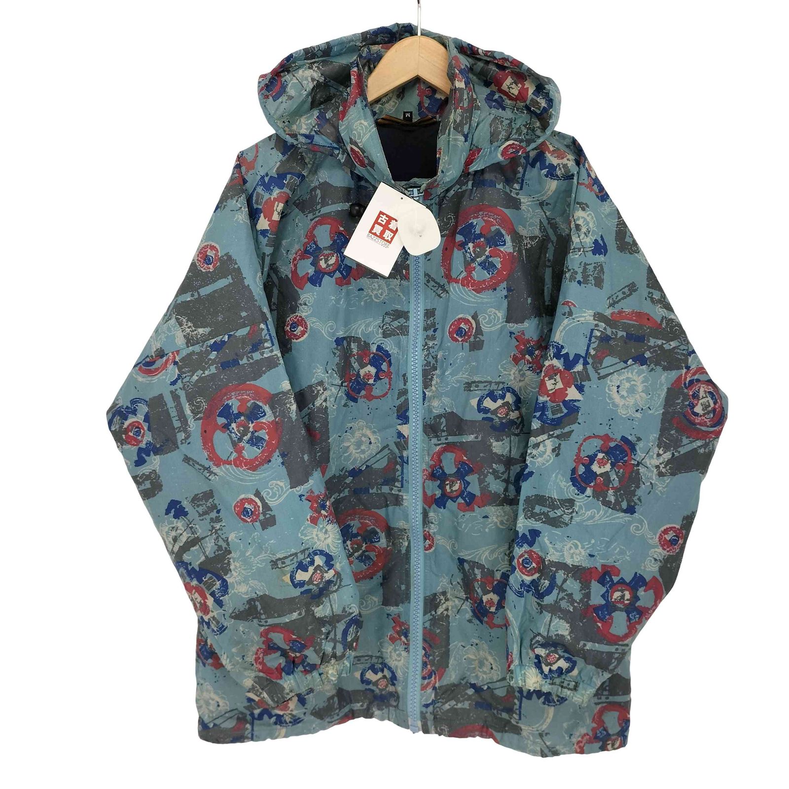 ケーウェイ K-WAY 80-90s フード付き 総柄ナイロンジャケット メンズ