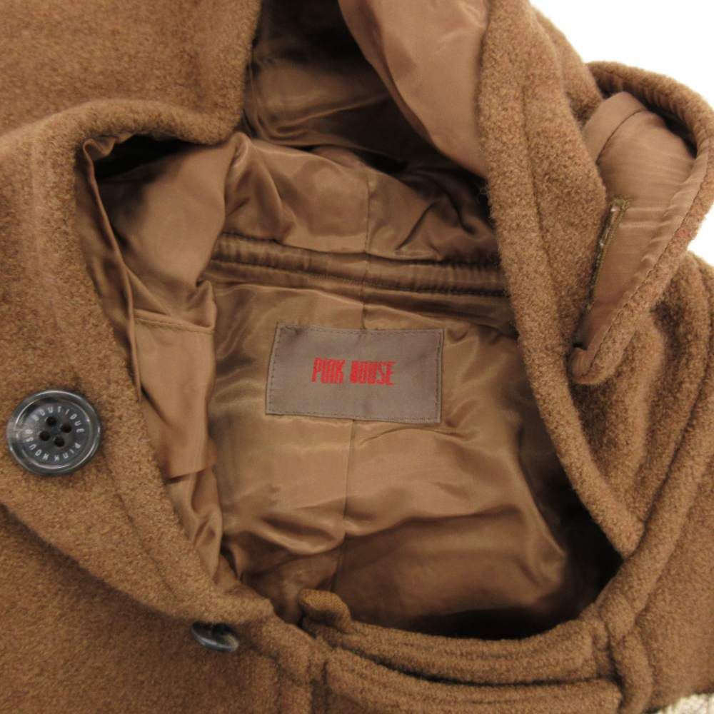 ピンクハウス PINK HOUSE ダッフルコート ロング ウール フード 茶