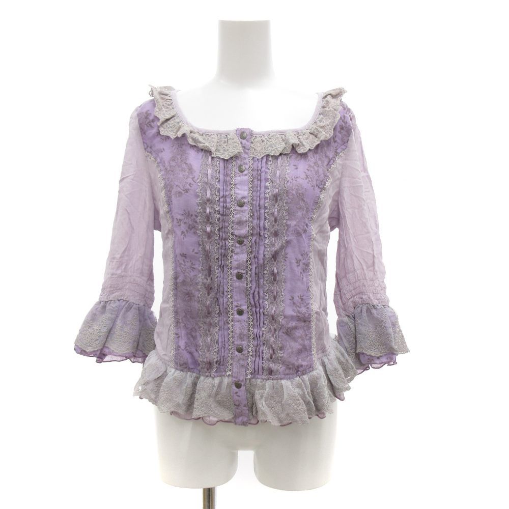 OZZ ONESTE パープル フリル長袖トップス オッズオネスト OZZ ONESTE タグ付き ブラウス カットソー 長袖 フリル