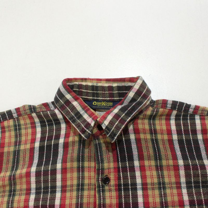 80s vintage OSHKOSH チェック柄 ヘビーネル 長袖シャツ メンズ XL